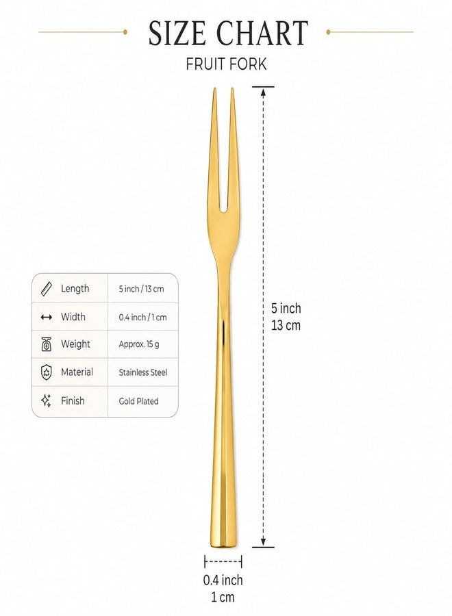 VishList 6 Pieces Stainless Steel Fruit Forks for Home & Kitchen, Fruit Picks, Kids, Snacks, Fruits and Dessert, Mini Salad, Small Fruit & Cocktail Forks (Pack of 6, Gold) - Image 3