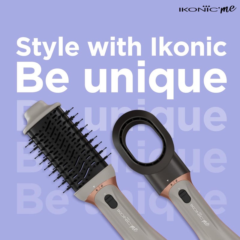 Ikonic 3 in 1 Express Styler Grey Professional Volumizer Blow Dryer 1200W Hot Air Brush for Women Innovative Air Flow Vents Mixed Styling Bristles Ceramic Titanium TourmalineCoated Brush Head - Image 3