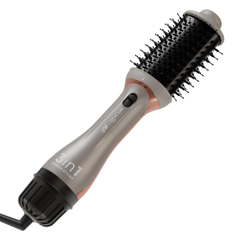 Ikonic 3 in 1 Express Styler Grey Professional Volumizer Blow Dryer 1200W Hot Air Brush for Women Innovative Air Flow Vents Mixed Styling Bristles Ceramic Titanium TourmalineCoated Brush Head - Image 2