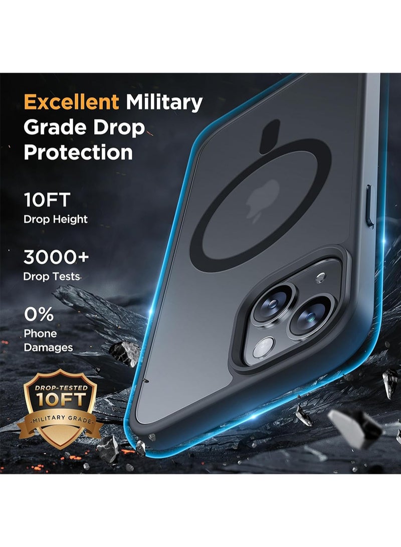 WRISTWISE Case Cover for iPhone 13 6.1 inch (Compatible with MagSafe) Military-Grade Protection, Anti-Fingerprint Translucent Matte Phone Case Cover, Black - Image 3