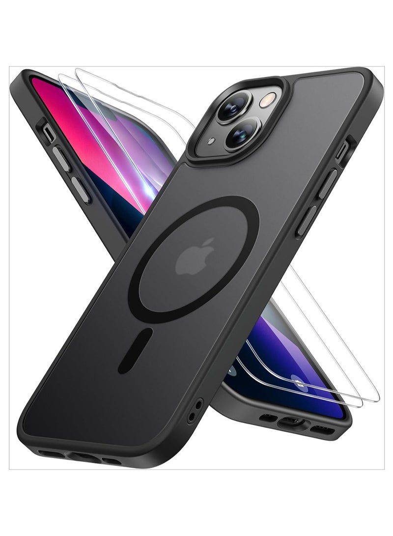 WRISTWISE Case Cover for iPhone 13 6.1 inch (Compatible with MagSafe) Military-Grade Protection, Anti-Fingerprint Translucent Matte Phone Case Cover, Black - Image 1