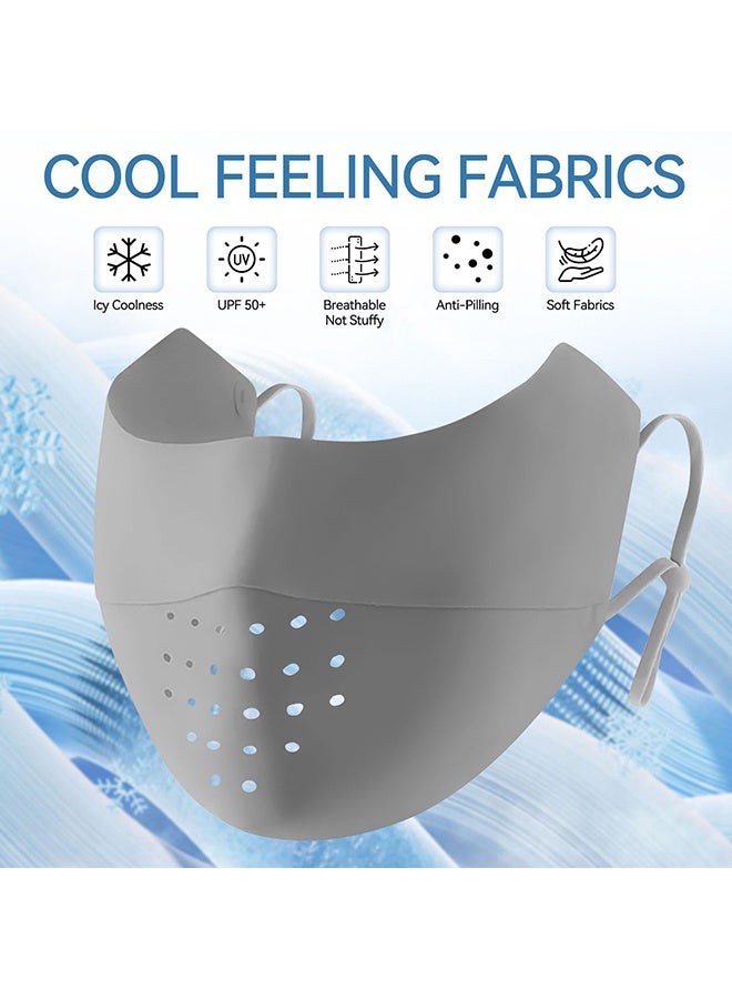 Wffo 5 Pcs Breathable Ice Silk Face Masks Set - UV Face Mask - Sun Protection - Sports Face Mask - Breathable Mesh Face Cover - Dust Proof Sun Protection Fabric Face Covering - Washable, Reusable - for Running Fishing Golf Sports Face Shield (Dark Grey) - Image 3