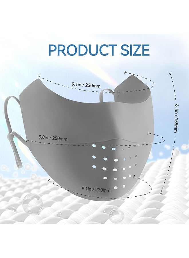 Wffo 5 Pcs Breathable Ice Silk Face Masks Set - UV Face Mask - Sun Protection - Sports Face Mask - Breathable Mesh Face Cover - Dust Proof Sun Protection Fabric Face Covering - Washable, Reusable - for Running Fishing Golf Sports Face Shield (Dark Grey) - Image 2