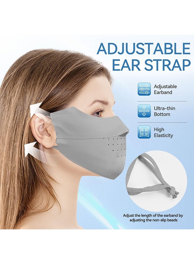 Wffo 5 Pcs Breathable Ice Silk Face Masks Set - UV Face Mask - Sun Protection - Sports Face Mask - Breathable Mesh Face Cover - Dust Proof Sun Protection Fabric Face Covering - Washable, Reusable - for Running Fishing Golf Sports Face Shield (Dark Grey) - Image 5