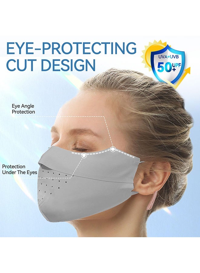 Wffo 5 Pcs Breathable Ice Silk Face Masks Set - UV Face Mask - Sun Protection - Sports Face Mask - Breathable Mesh Face Cover - Dust Proof Sun Protection Fabric Face Covering - Washable, Reusable - for Running Fishing Golf Sports Face Shield (Dark Grey) - Image 4