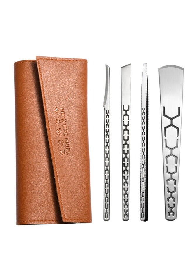 Generic 4-Piece Pedicure Knife Tools Kits Professional Stainless Steel Ingrown Toenail Set with Storage Bag for Feet Toe Correction - Image 1
