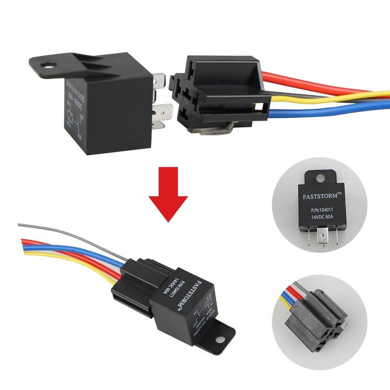 FASTSTORM Dual Electric Fan Relay Kit Electric Radiator Fan Kit Temperature Sensor Switch 185 On 175 Off Automotive Wiring Kit 60 Amp Cooling Fan Relay Switch Kit 4 Pin Waterproof Relay Kit - Image 2