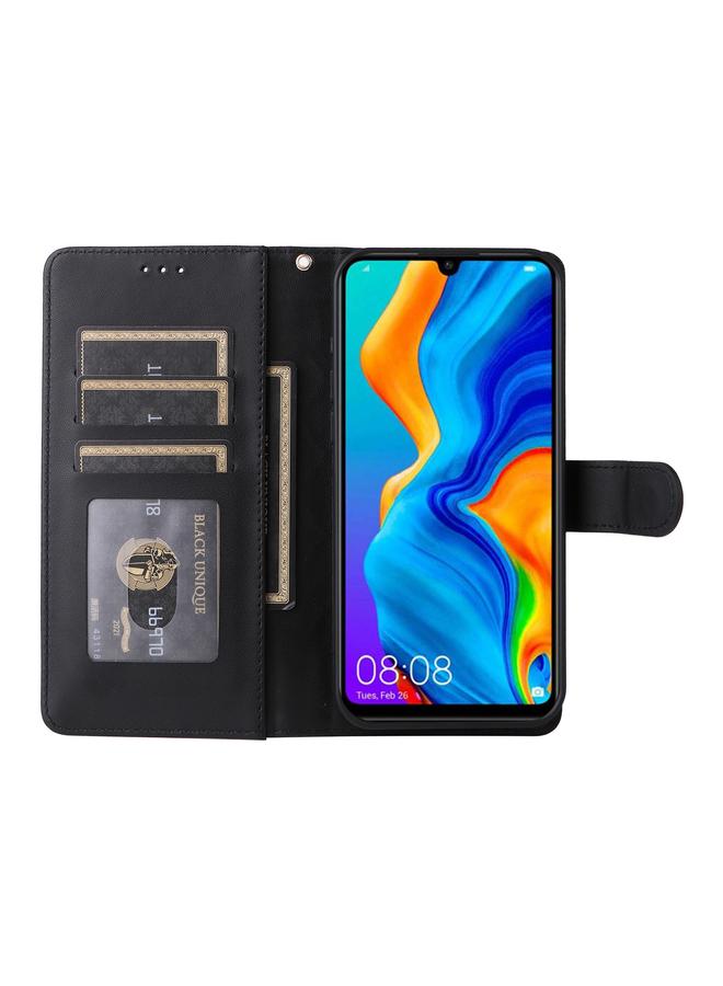 زبون جراب هاتف Huawei P30 Lite من الجلد بتصميم شبكي ماسي قابل للطي - Image 4