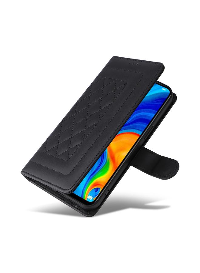 زبون جراب هاتف Huawei P30 Lite من الجلد بتصميم شبكي ماسي قابل للطي - Image 5