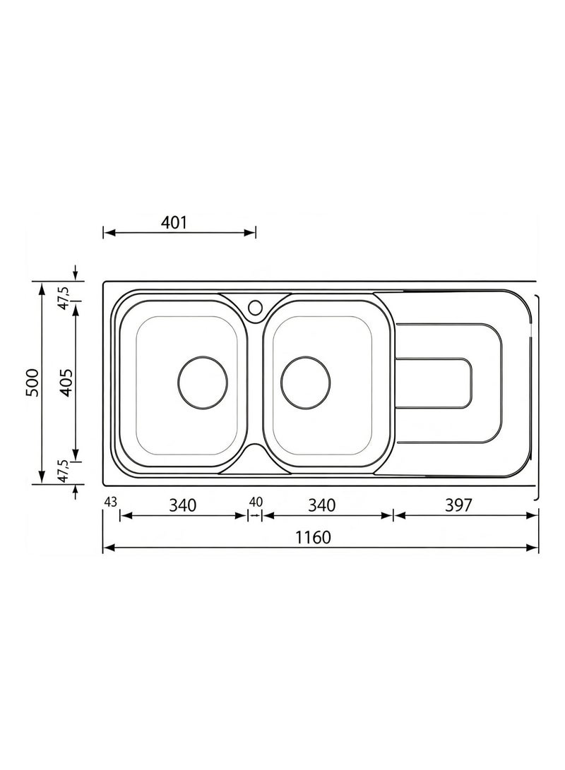CM PIZZICA 011347 Stainless Steel Double Bowl Kitchen Sink – Reversible Sink with Drainboard & Rust-Resistant Design - Image 4