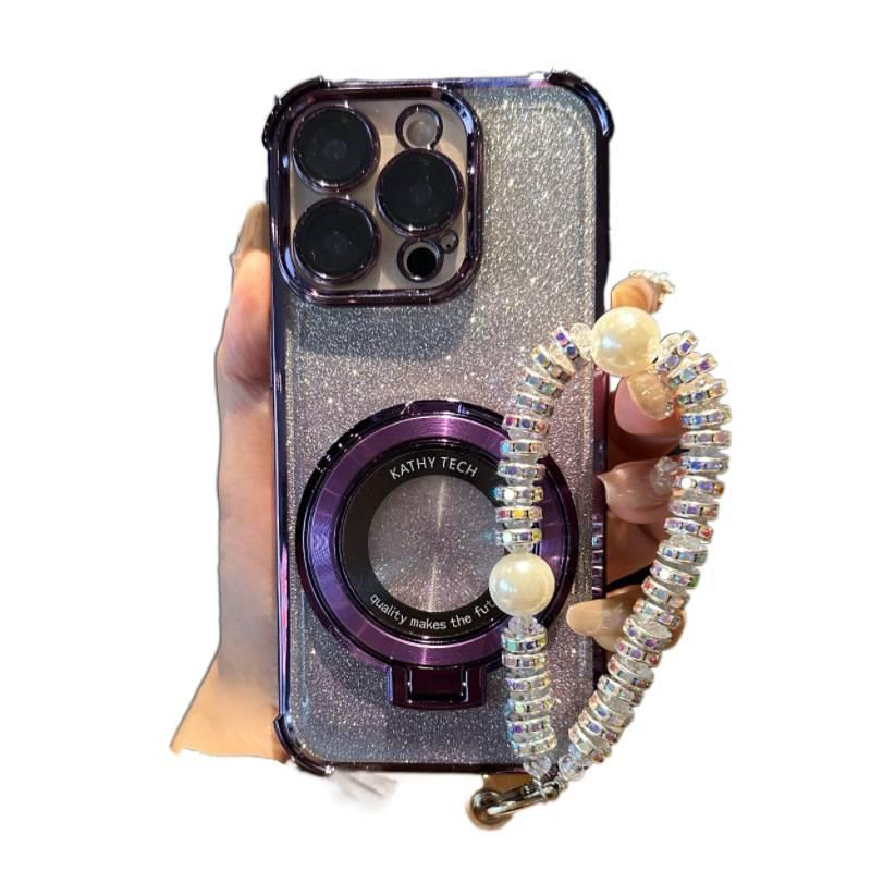 BB Silicone Protective Case for Redmi Note 14 with Card Holder and Drop Protection plus Shockproof plus Kickstand plus CD Pattern in Purple - Image 1