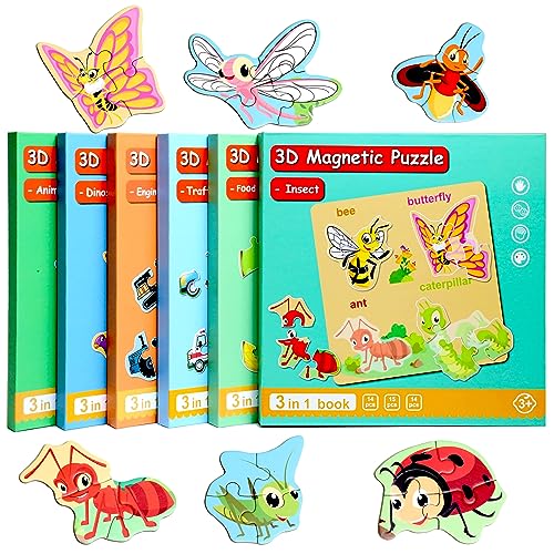 QimuMku Magnetic Puzzles for Kids Ages 13 Travel Toddler Puzzles Ages 24 Year Insect Activities Toy for Boys Girls 35 yo Learning Magnet Gift for Road Trip - Image 1