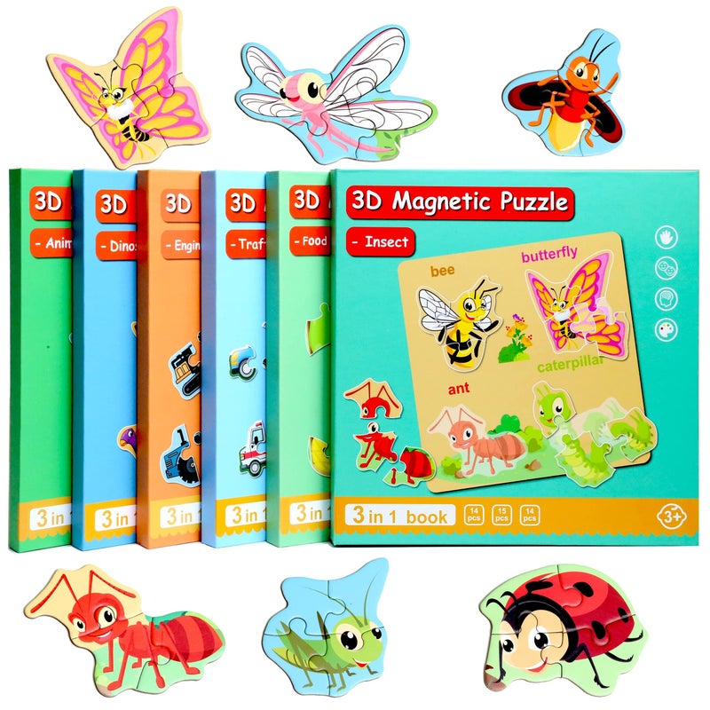 QimuMku Magnetic Puzzles for Kids Ages 13 Travel Toddler Puzzles Ages 24 Year Insect Activities Toy for Boys Girls 35 yo Learning Magnet Gift for Road Trip - Image 3