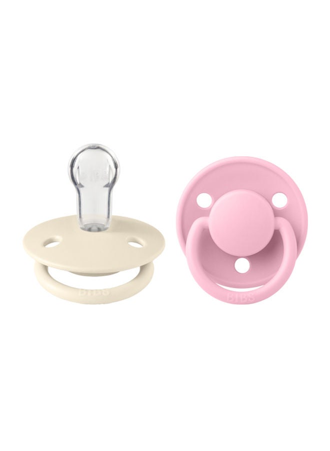 BIBS Pack of 2 De Lux Soother Bpa Free Dummy Pacifier, Round Silicone, Onesize (0 - 36 Months ), Ivory/Baby Pink - Image 1