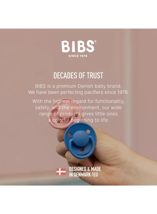 BIBS Pack of 2 De Lux Soother Bpa Free Dummy Pacifier, Round Silicone, Onesize (0 - 36 Months ), Ivory/Baby Pink