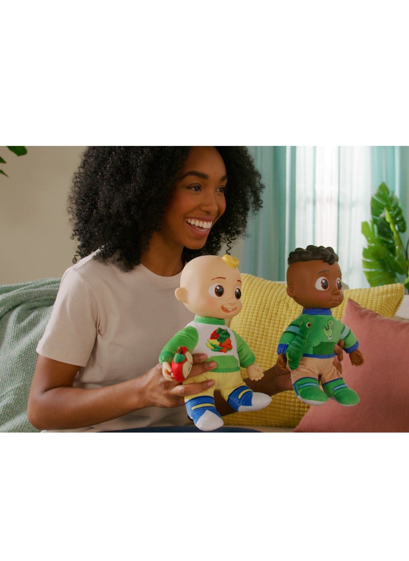 Jazwares - Cocomelon Plush Doll Roto My Friend Cody with Dinosaur 11-Inches | Press the Tummy to Activate Musical Sounds & Phrases! | Soft Toy | Interactive Plush Toy for Baby and Toddler | Educational Toy | Early Learning Toy | Helps with Motor Skill Development | Perfect Gift for Baby and Toddler - Image 1