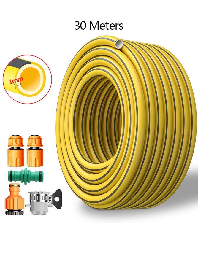 Garden Hose, 30-Meter Thick Hose, Durable Hose,  Household High-Pressure Water Gun Head, Car Wash Adjustable Nozzle, Powerful Water Spray, Suitable for Watering Lawns, Gardens and Patios, Outdoor Cleaning (30M) - Image 1