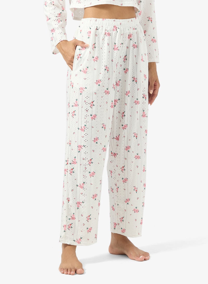 Ginger Pointelle Floral Top & Pyjama Set - Image 4