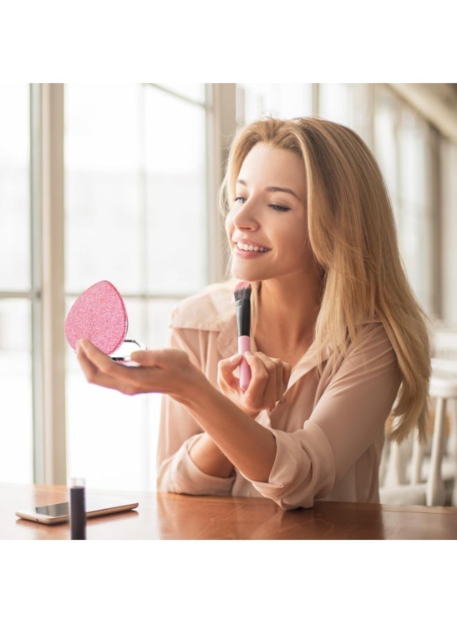 Compact Folding Mirror, Heart Shaped Mini Vanity Mirror, Portable Travel Makeup Mirror for Purse, Double-Sided Cute Glitter Cosmetic Mirror, for Women, Home, Office, Valentine's Day - Image 5