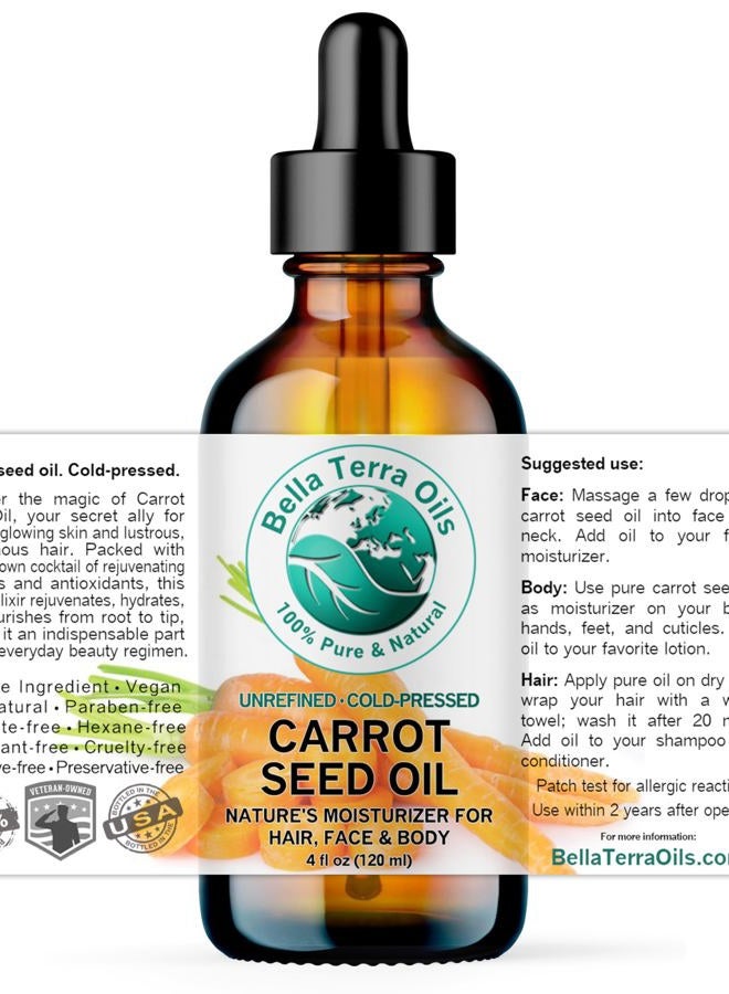 Bella Terra Oils Organic Carrot Seed Oil 2 oz - Cold-Pressed Elixir, Abundant in Vitamin A & E, Beta-Carotene Richness, Ideal for Nourished Skin Radiance - Image 2