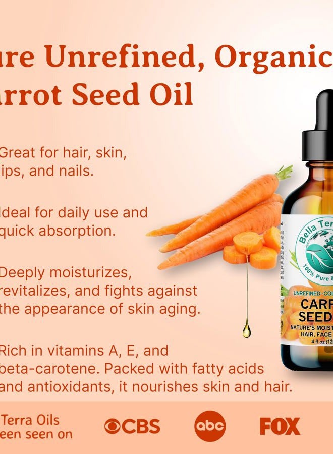 Bella Terra Oils Organic Carrot Seed Oil 2 oz - Cold-Pressed Elixir, Abundant in Vitamin A & E, Beta-Carotene Richness, Ideal for Nourished Skin Radiance - Image 3