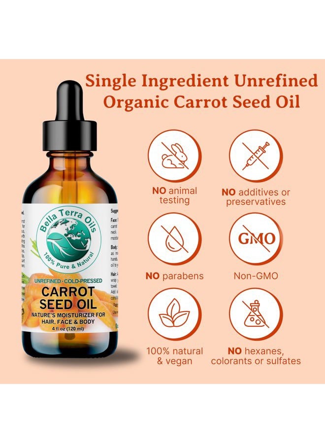 Bella Terra Oils Organic Carrot Seed Oil 2 oz - Cold-Pressed Elixir, Abundant in Vitamin A & E, Beta-Carotene Richness, Ideal for Nourished Skin Radiance - Image 4