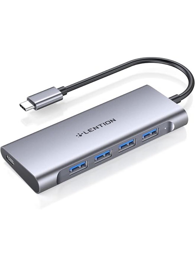 LENTION USB C Hub with 4 USB 3.0 Ports and Type C Charging Compatible 2025-2016 MacBook Pro 13/14/15/16, New Mac Air, Surface Book 3/Go, Chromebook, More, Stable Driver Adapter (CB-C31, Space Gray) - Image 1