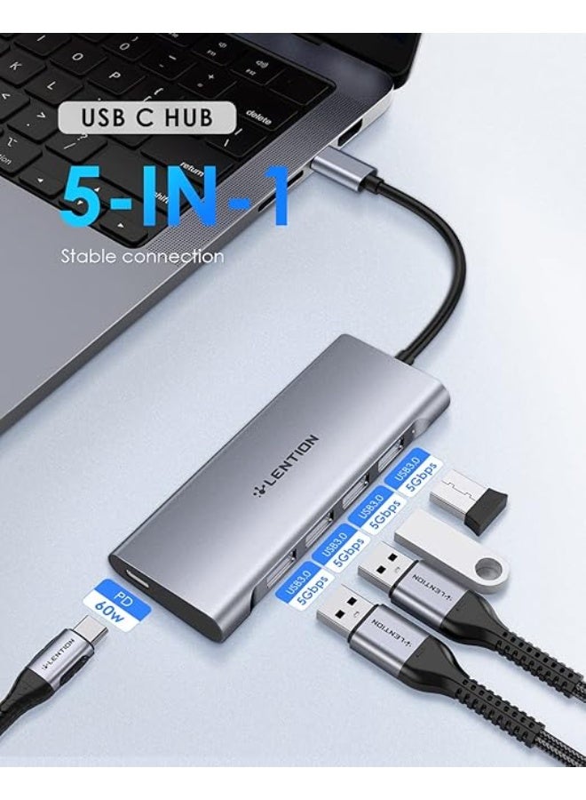 LENTION USB C Hub with 4 USB 3.0 Ports and Type C Charging Compatible 2025-2016 MacBook Pro 13/14/15/16, New Mac Air, Surface Book 3/Go, Chromebook, More, Stable Driver Adapter (CB-C31, Space Gray) - Image 5