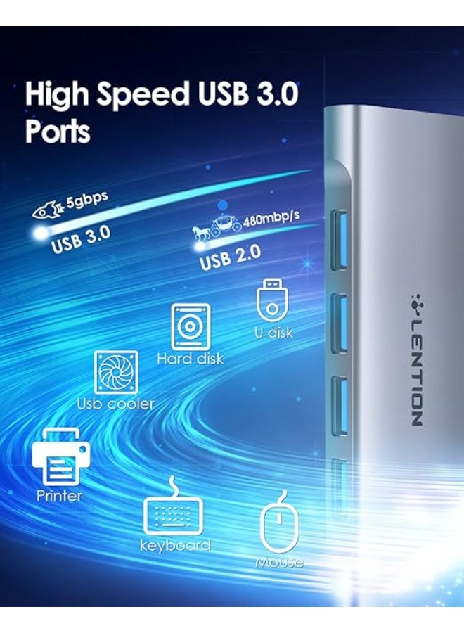 LENTION USB C Hub with 4 USB 3.0 Ports and Type C Charging Compatible 2025-2016 MacBook Pro 13/14/15/16, New Mac Air, Surface Book 3/Go, Chromebook, More, Stable Driver Adapter (CB-C31, Space Gray) - Image 4