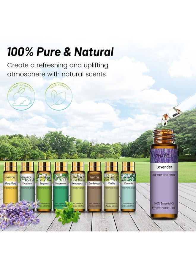 PHATOIL 9PCS Essential Oils Gift Set, 10ml/0.33fl.oz Scented Oils for Soap, Candle Making, Premium Quality Essential Oils for Diffuser, Humidifier, Massage - Image 2