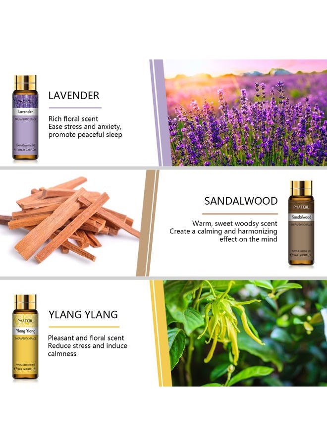 PHATOIL 9PCS Essential Oils Gift Set, 10ml/0.33fl.oz Scented Oils for Soap, Candle Making, Premium Quality Essential Oils for Diffuser, Humidifier, Massage - Image 3