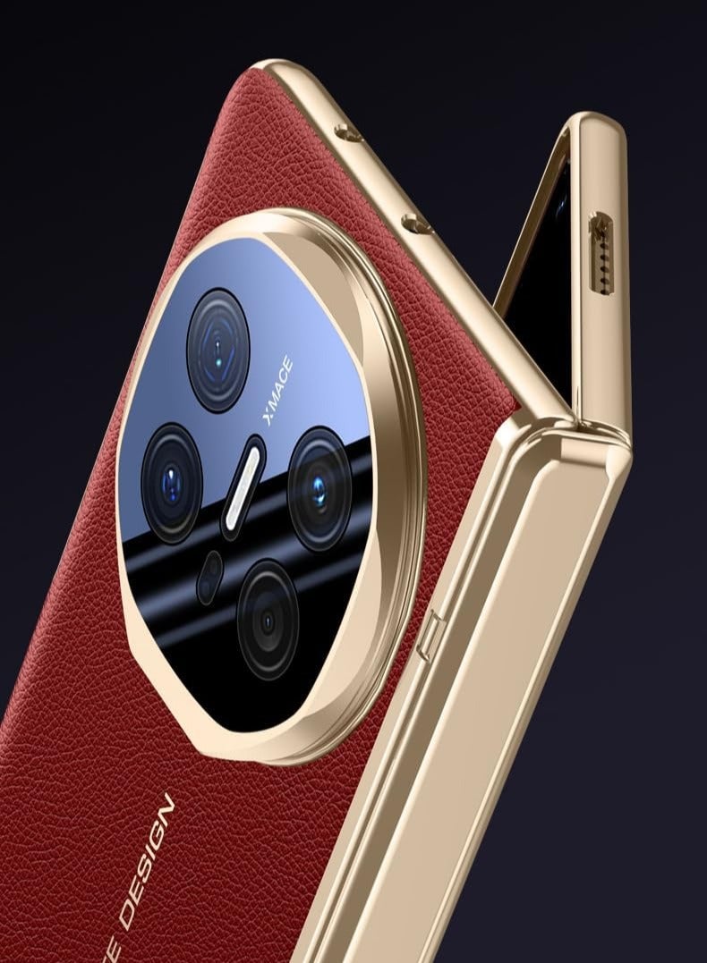 General Compatible with Huawei Mate X6 Electroplated frame Magnetic Hinge protection Grain leather case with lens holder Privacy screen protector for Mate X6  - Image 2