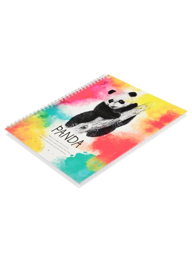 FIS Notebook Double Loop Spiral Binding, Hard Cover Materials, Size 10x8" Inches, 8mm Single Line Ruling, 96 Sheets, 192 Pages, Packet of 5 Pieces, Panda Cover Design 3-FSNBSHC1896-PAN3 - Image 1