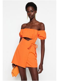 trendyol Orange Cut Out/Window Detailed Woven Short Overalls  - Image 3