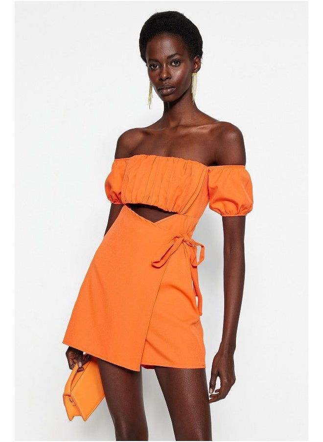 trendyol Orange Cut Out/Window Detailed Woven Short Overalls  - Image 3