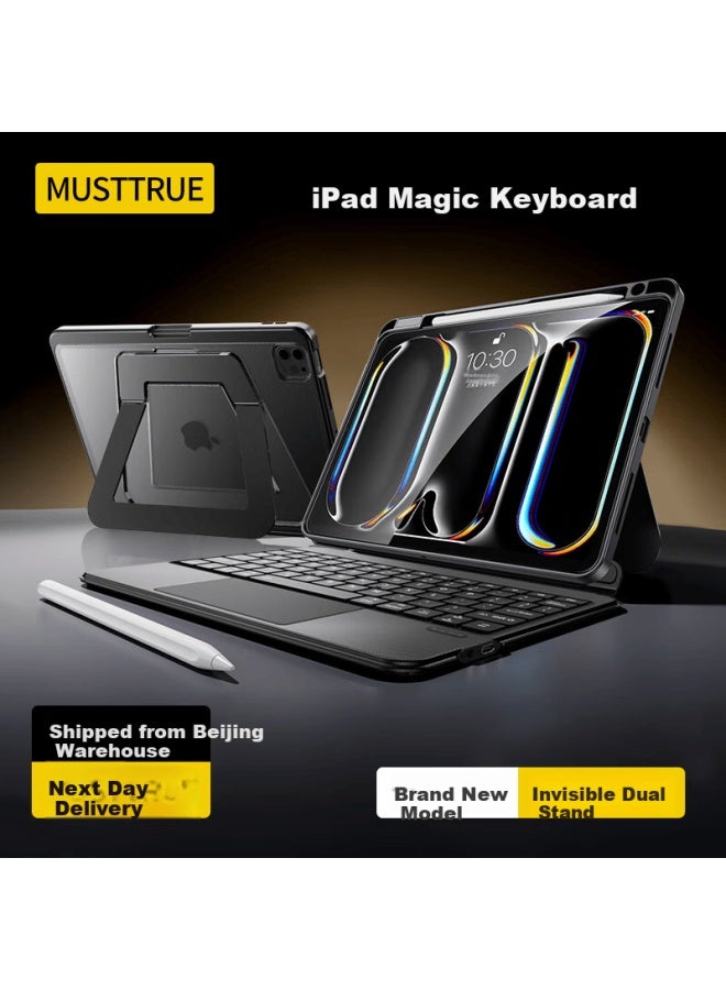 Musttrue Ipad Magic Keyboard Invisible Dual Stand | Upgrade Apple Tablet Keyboard Case Compatible With Ipad 11/10/air 7/6/5/4/pro 10.9/11 Inch - Image 1