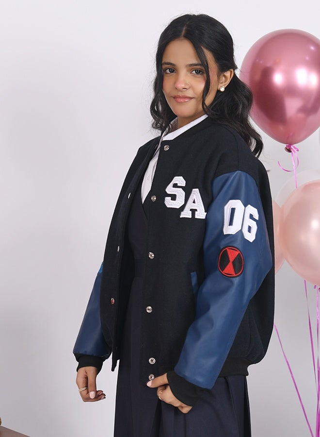 HAWRAA ABAYA Graduation jacket with leather sleeves, with the option to embroider the name and graduation year. - Image 4