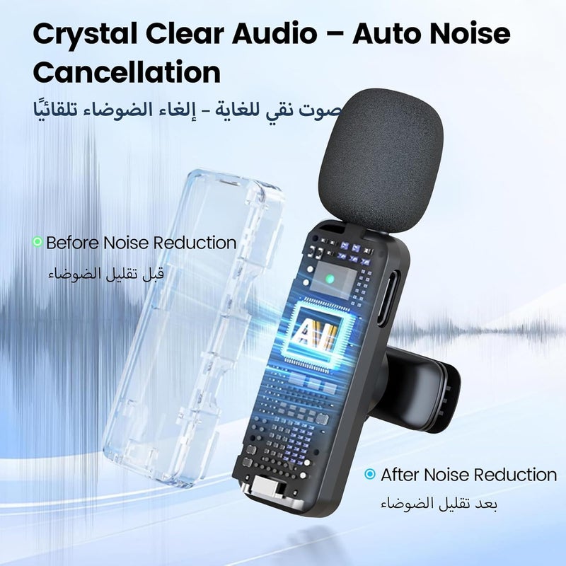 AUSLET Wireless Lavalier Lapel Microphone for Android/iPhone/Laptop, Plug and Play, Noise Reduction, 2.4GHz Wireless Mic Ideal for Interview Podcast Vlog YouTube Live Streaming (2TX+1RX) - Image 2