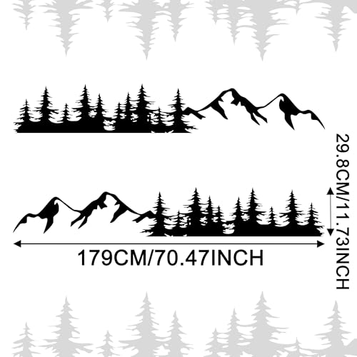TOMALL 1 Pair Pine Tree Mountain Forest Vinyl Decals for Car Body Door Sides Universal Waterproof Tree Graphic Stickers Decoration for Vehicles Travel Trailer SUV Truck OffRoad LargeBlack - Image 3