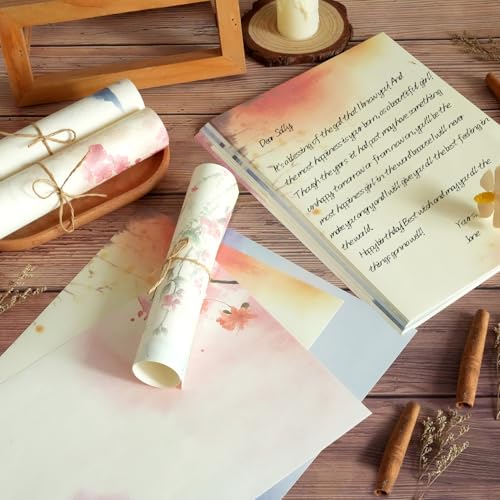 SOOKOO 48 Pcs Assorted Color Writing Stationery Paper, Letter Writing Paper Letter Sets (6 colors, 8 pcs per color) (Style 03) - Image 5