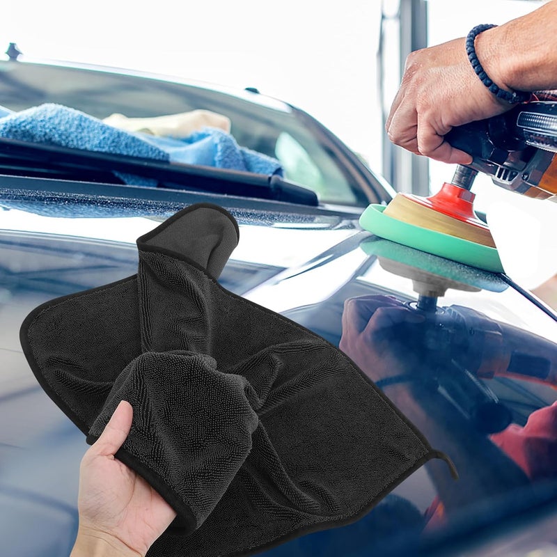 TOYANDONA 2pcs Thickened Absorbent Cleaning Cloths with Braided Edges, Multipurpose Car Drying Towels and Household Wash Towels for Streak-Free Vehicle and Kitchen Cleaning - Image 5