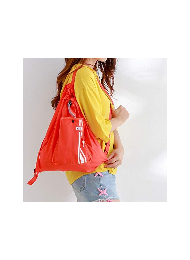 PROMASS Foldaway Sport Gym Sack Pack Cinch Sack Sports Backpack Storage Bag (Orange) - Image 5