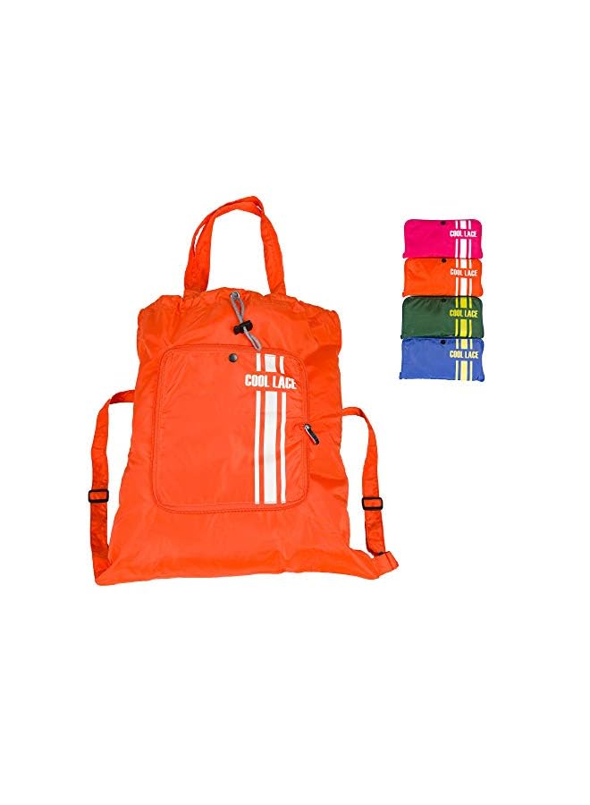 PROMASS Foldaway Sport Gym Sack Pack Cinch Sack Sports Backpack Storage Bag (Orange) - Image 2