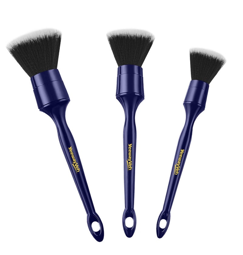 YeewayVeh Car Detailing Brush Set 3PCS Ultra Soft and Thick No Scratch Detail Brush for Car Dashboard Air Vents Leather Seat Dusting and Cleaning Auto Interior Exterior Detail Brushes Car Detailing