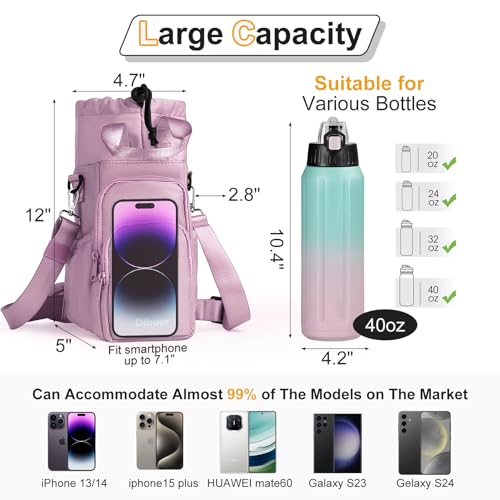Dikuer Water Bottle Holder with Strap 4 Big Pockets with Compartment 24oz32oz40oz Crossbody Water Bottle Carrier Bag - Image 3
