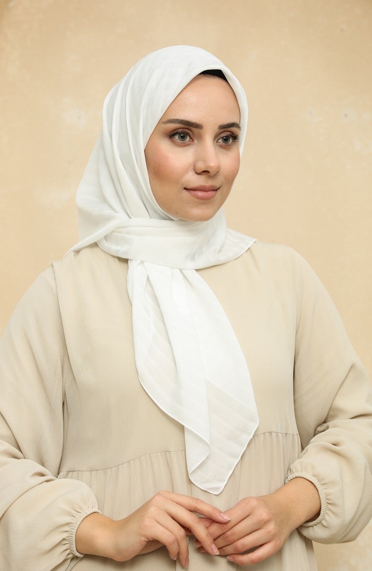 Sefa Merve Chiffon Scarf 2015-14 Ecru  - Image 2