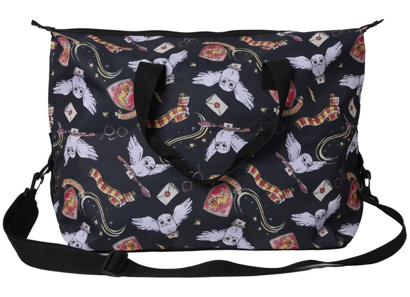 Harry Potter Tote Duffel Bag Hogwarts All Over Print Carry On Travel Black - Image 2