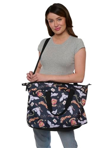 Harry Potter Tote Duffel Bag Hogwarts All Over Print Carry On Travel Black - Image 3