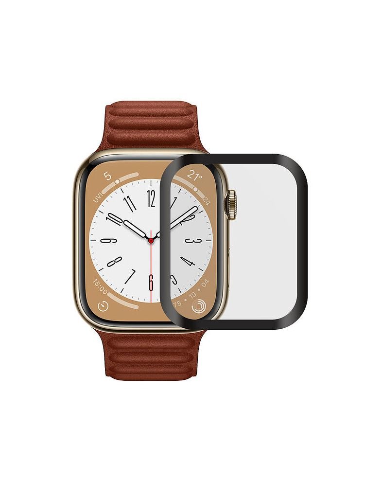 MOCOM 3D Tempered Glass Screen Protector for Apple Watch Series 8 45mm Clear/Black - Image 1