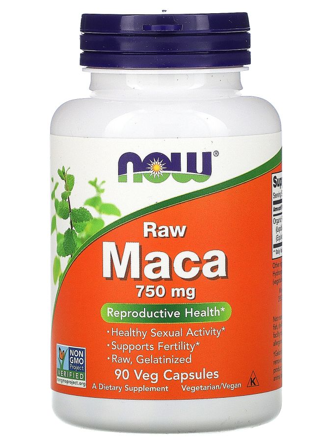 now Maca Raw 750 mg 90 Veg Capsules